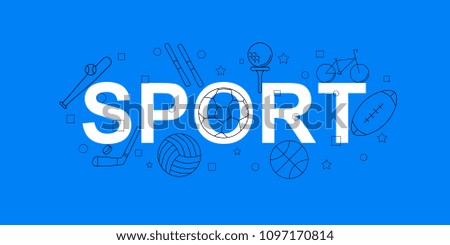 Sport vector banner. Word with line icon. Vector background	
