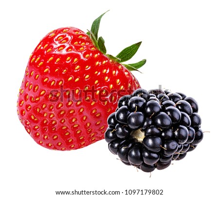 Blackberry and strawberry isolated on white background