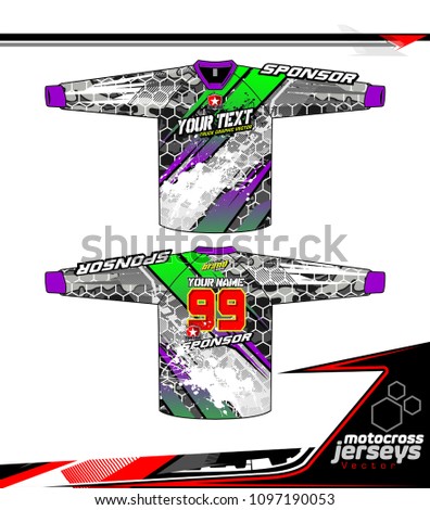 Long sleeve Motocross jerseys t-shirts vector, graphic design for football uniforms, unisex cycling, navy submariner and sportswear.