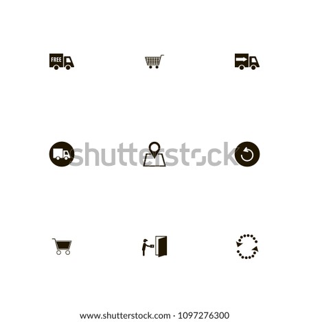 Delivery icons set. shopping cart, fast delivery, circulation and place