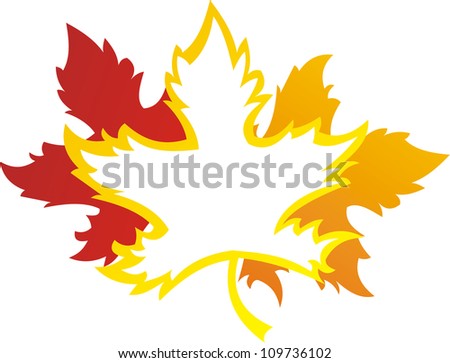 Vector illustration of autumn yellow and red leaf