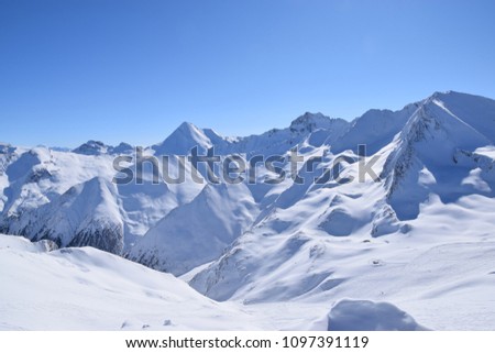The view in the mountains. Picture of the Alps were taken in Ischgl, Austria.
