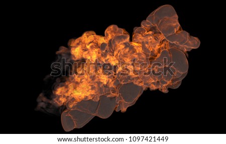 Realistic Fire Flames On Black Background