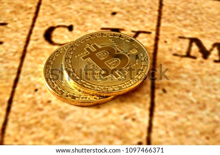 
Bitcoin. Physical bit coin. Digital currency. Cryptocurrency. Golden coin with bitcoin symbol isolated on white background.