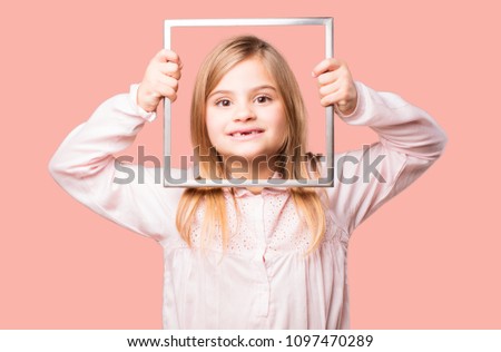 little pretty girl  with a steel frame, portrait concept