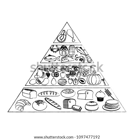 Cartoon Food Pyramid Line Art Stock Photo 32880082 - Avopix.com
