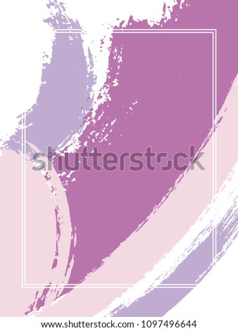 Vertical frame with paint brush strokes background.  Advert design template for card. Vector border rectangular frame with colorful painted ink brushstrokes watercolor texture.