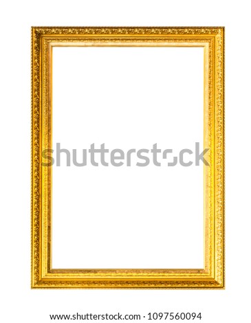 Golden frame on white background