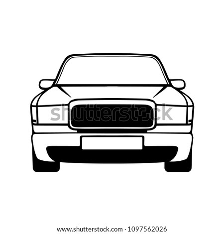 Vector car icon front view on transparent background