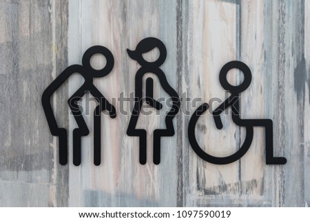 old man patient blind disable handicap pregnant woman children baby people in need priority icon symbol