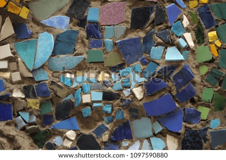 Fragment of mosaic porcelain ceramic tile background.