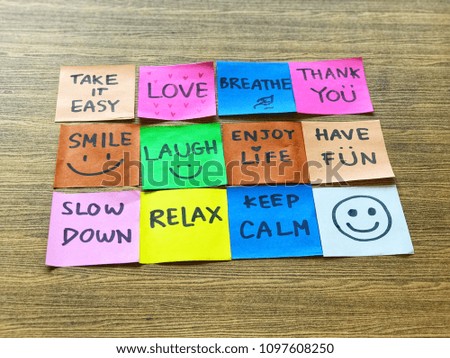 Good attitude, positive thinking attitude words on colorful paper note on the wooden background