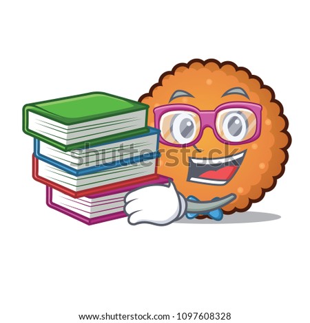 Student with book cookies mascot cartoon style