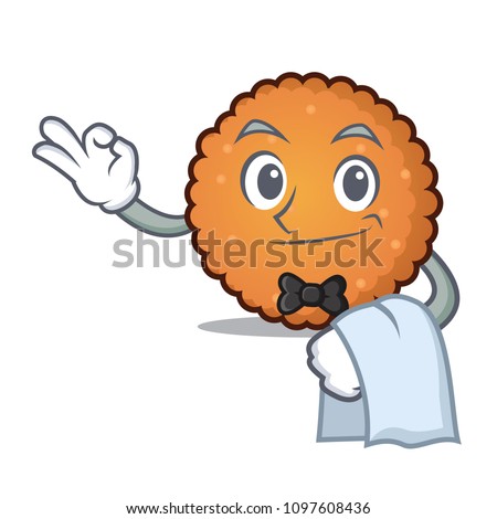 Waiter cookies mascot cartoon style