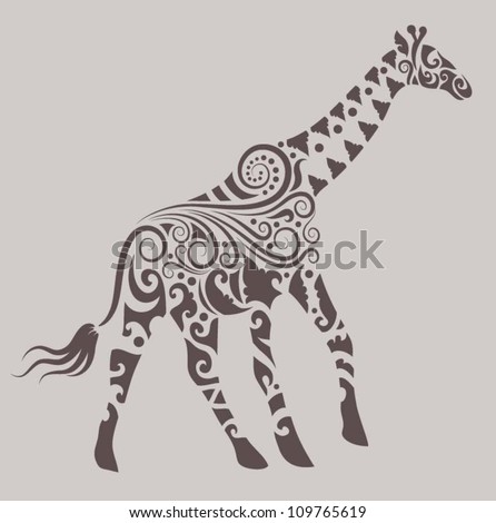 Giraffe ornament vector Animal sketch with floral ornament decoration. Use for any design you want