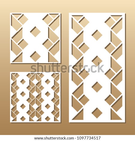 Die cut card. Laser cut vector panel. Cutout silhouette with geometric pattern. A picture suitable for printing, engraving, laser cutting paper, wood, metal, stencil manufacturing.