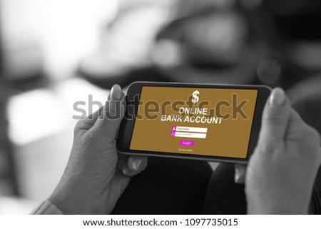 Smartphone screen displaying an online bank account concept