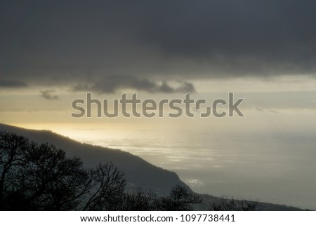 Sunset with mixed weather conditions in Tenerife