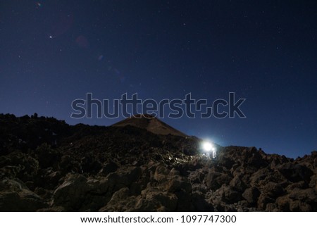 Hikes with headlamp on their Pico del Teide night ascent