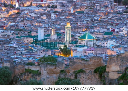 twilight time and lighting mosque in moroccan city