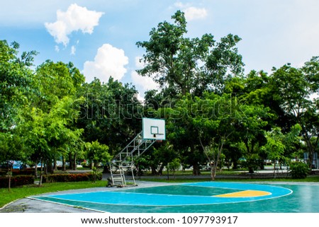 Outdoor basketball court floor polishing smooth and painted well protection in the park