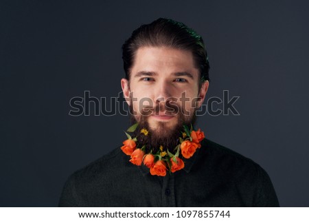 Stylish man with flowers                          