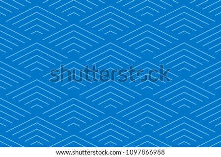 Blue two tone geometric line pattern seamless chevron abstract vector design.