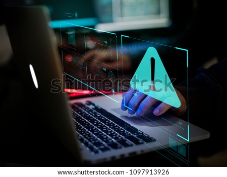 Digital crime by an anonymous hacker Royalty-Free Stock Photo #1097913926
