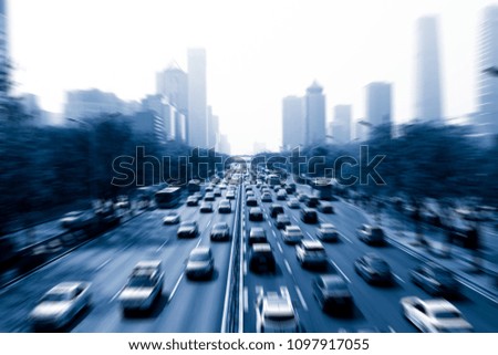 Traffic on the asphalt pavement