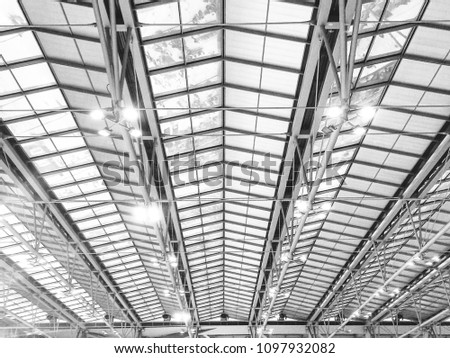 Inside of roof in black and white tones