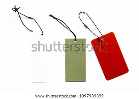 Blank price sale tag tied with string. address label