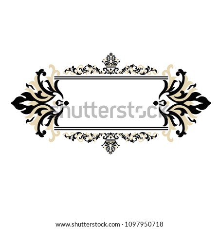 Vintage Baroque Victorian frame border corner monogram floral ornament leaf scroll engraved retro flower pattern decorative design tattoo .