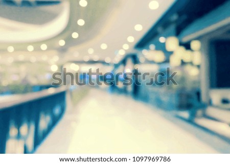 Vintage Store of shopping mall blur background with bokeh.