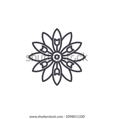 Floral aster line icon concept. Floral aster flat vector sign, symbol, illustration.
