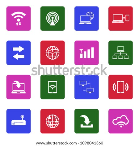 Connectivity Icons. White Flat Design In Square. Vector Illustration. 
