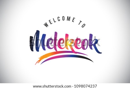 Melekeok Welcome To Message in Purple Vibrant Modern Colors Vector Illustration.