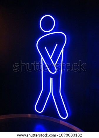 Iconic of toilet male in neon style