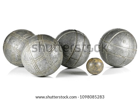 vintage petanque balls isolated on white background Royalty-Free Stock Photo #1098085283