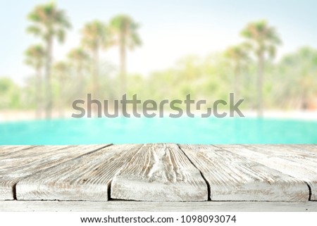 Table background of free space and beach landscape 