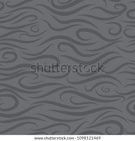 Seamless Wavy Background. Hand-drawn Stylized Waves in Classic Style. Elegant Abstract Background with Swirl Lines. Decorative Seamless Pattern for Cloth, Fashion Printing, Fabric, Textile, Wrapping.