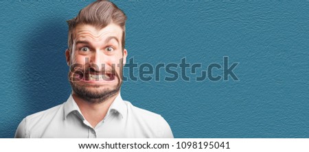 loony or mad humorous caricature man. human expressive cartoon concept