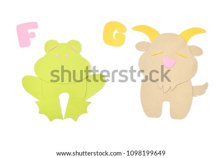Alphabet for kids paper cut on white background - isolated