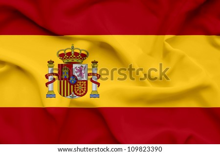 Spain waving flag Royalty-Free Stock Photo #109823390
