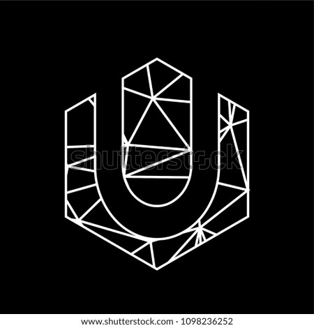 u initials diamond geometric blockchain logo