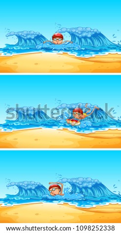A Man Swimming in the Ocean illustration
