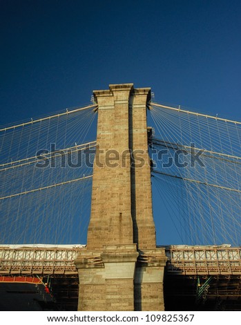 New York City Brooklyn Bridge in Manhattan closeup
