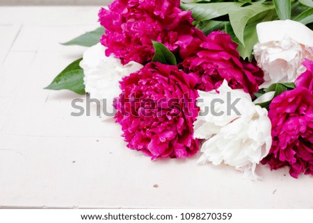 background with dark pink peonies and drops