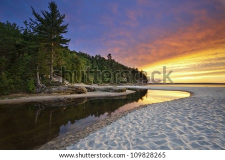 Beautiful Michigan Landscape. Image of Miners Beach at Pictured Rock National Lakeshore, Michigan, USA.