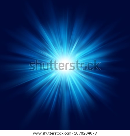 Deep blue glow star burst flare explosion transparent light effect. EPS 10 vector file Royalty-Free Stock Photo #1098284879