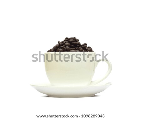 coffee cup and beans white background